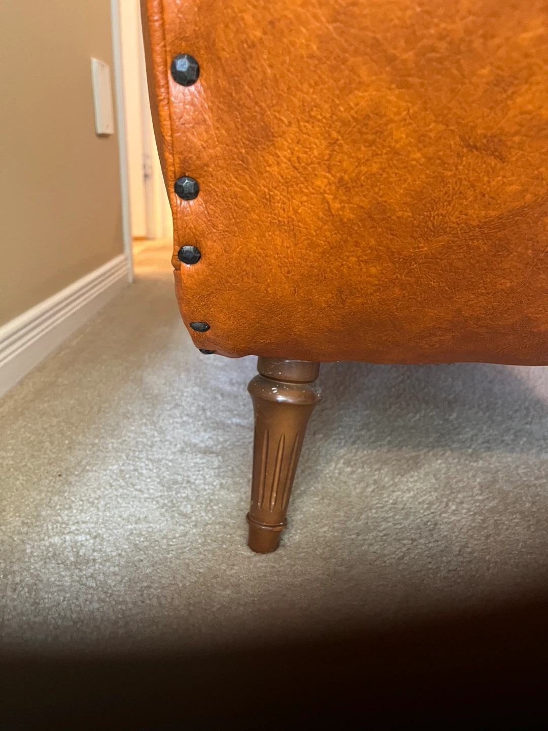 Brown Faux Leather Chaise Lounge - photo 2