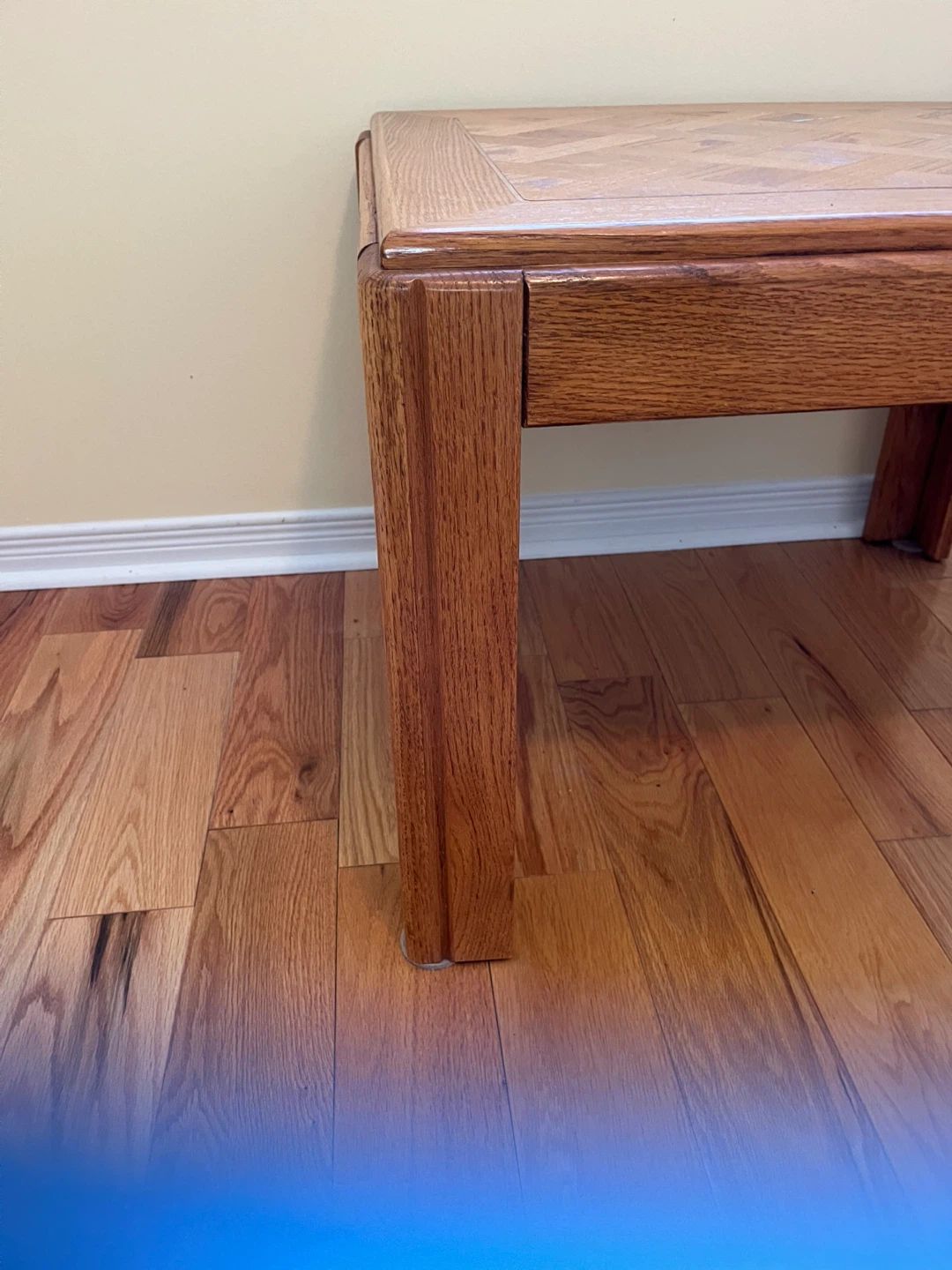 Oak End Table with Parquet Top (2 tables for the price of 1) - photo 4