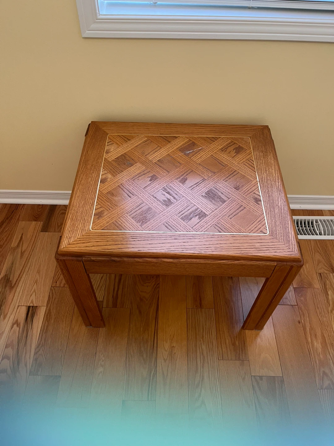 Oak End Table with Parquet Top (2 tables for the price of 1)