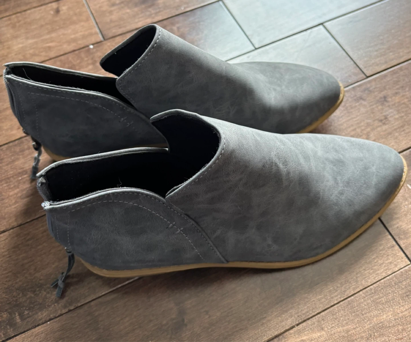 Grey Ankle Boots with Zipper Detail