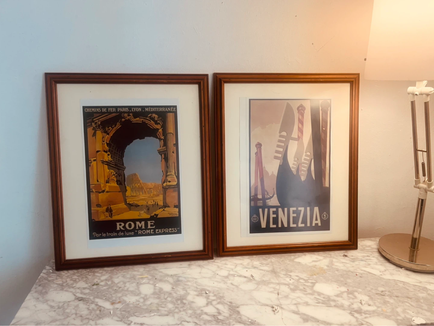 Vintage Rome & Venezia Travel Posters (Set of 2)