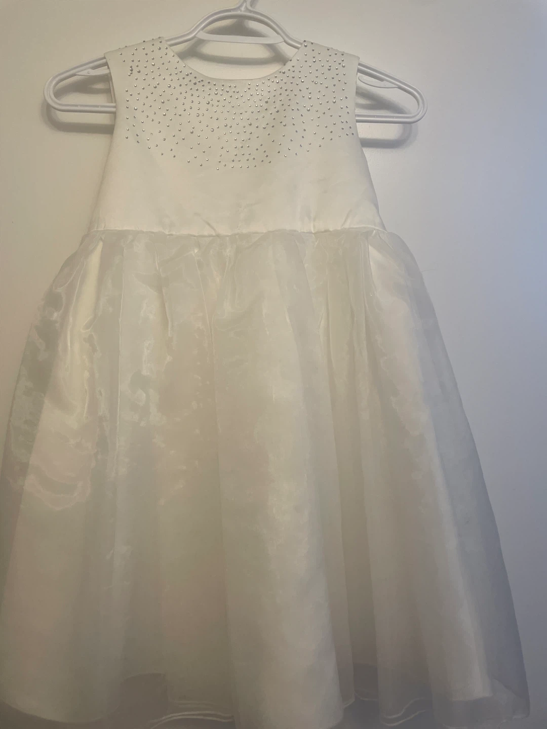 3-6Yo White Flower Girl Dress with Rhinestones