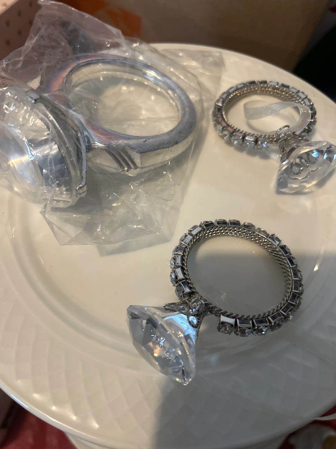 Rhinestone  Rings with Diamond Charm