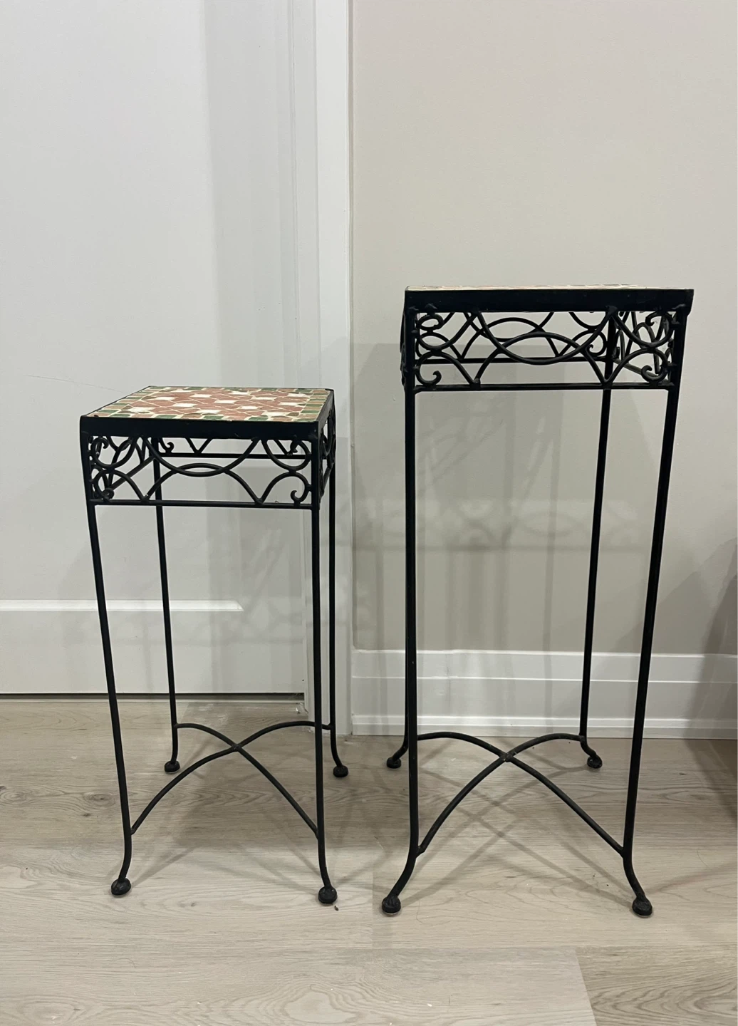 Set of 2 Mosaic Top Plant Stands
