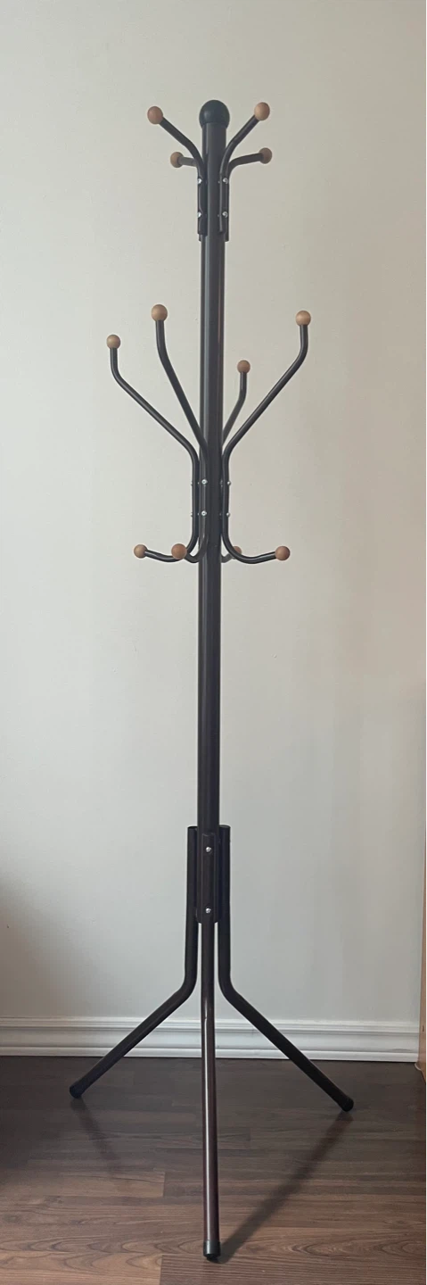 Lightweight Steel Coat Rack with Wooden Accents