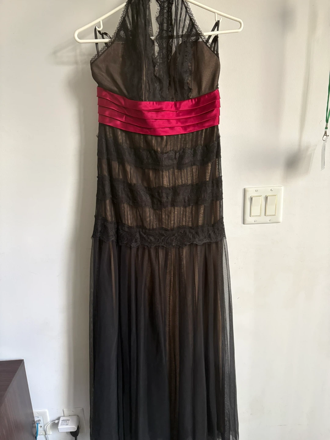 BCBGMAXAZRIA Black Lace Halter Dress