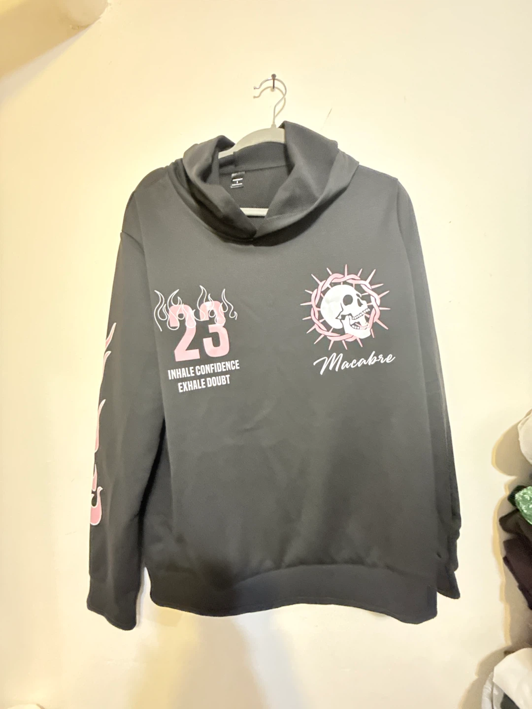 Black Flare Pants with Pink Graphics