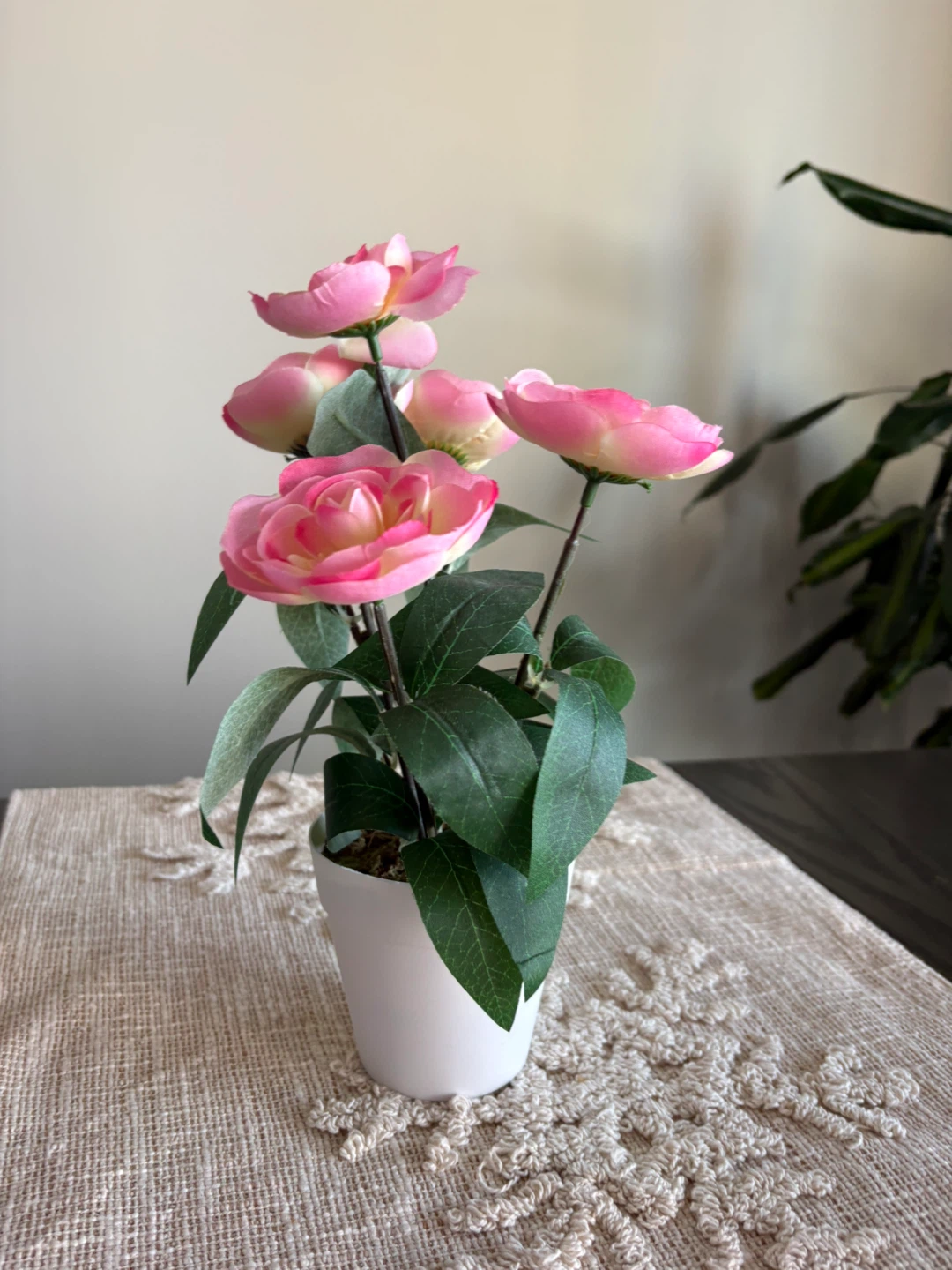 Pink Artificial Flowers in White Pot - photo 2