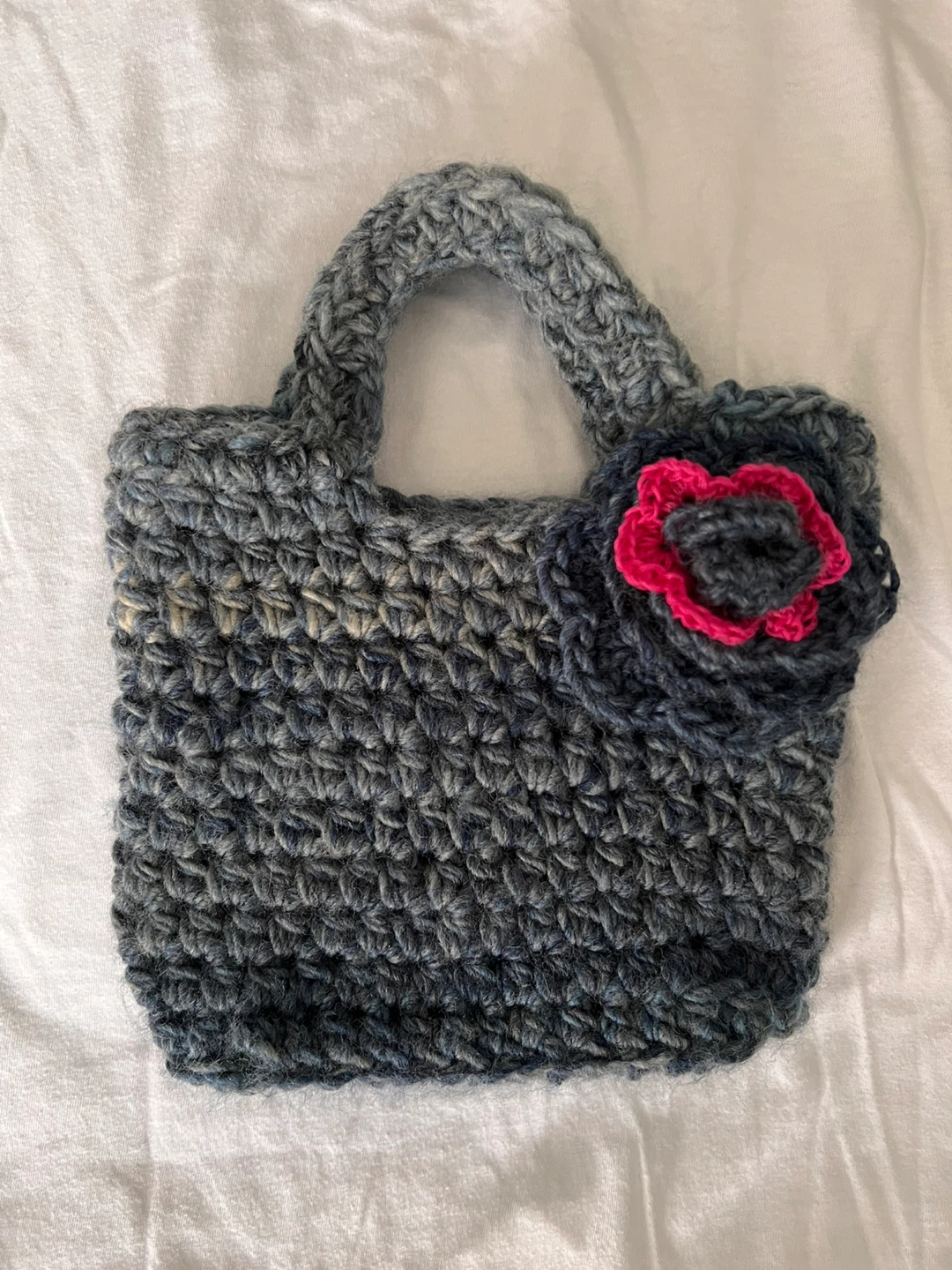 Handmade Crocheted Bag with Flower Accent