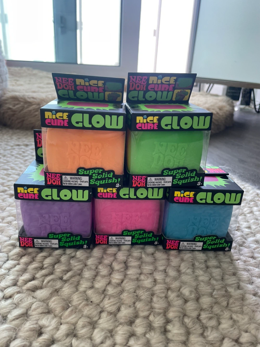 Nee Doh Nice Cube Glow Super Solid Squish Toy