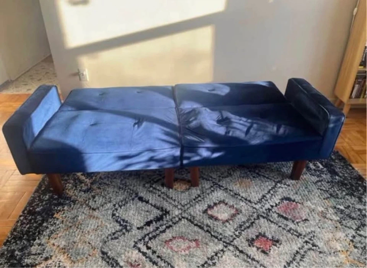 Blue Velvet Futon Sofa - photo 4
