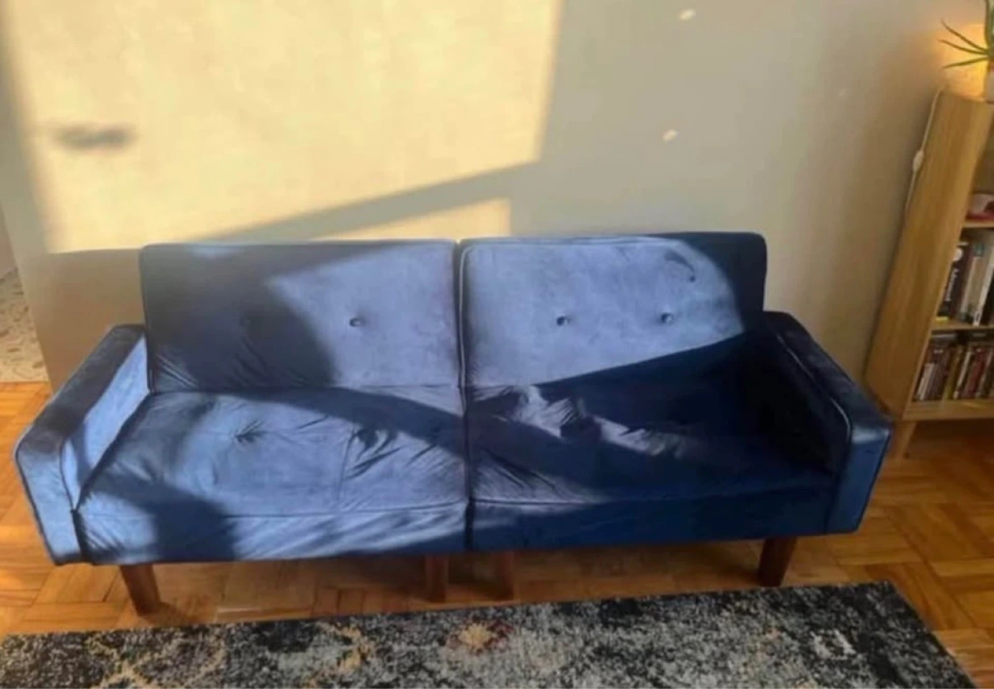 Blue Velvet Futon Sofa - photo 3