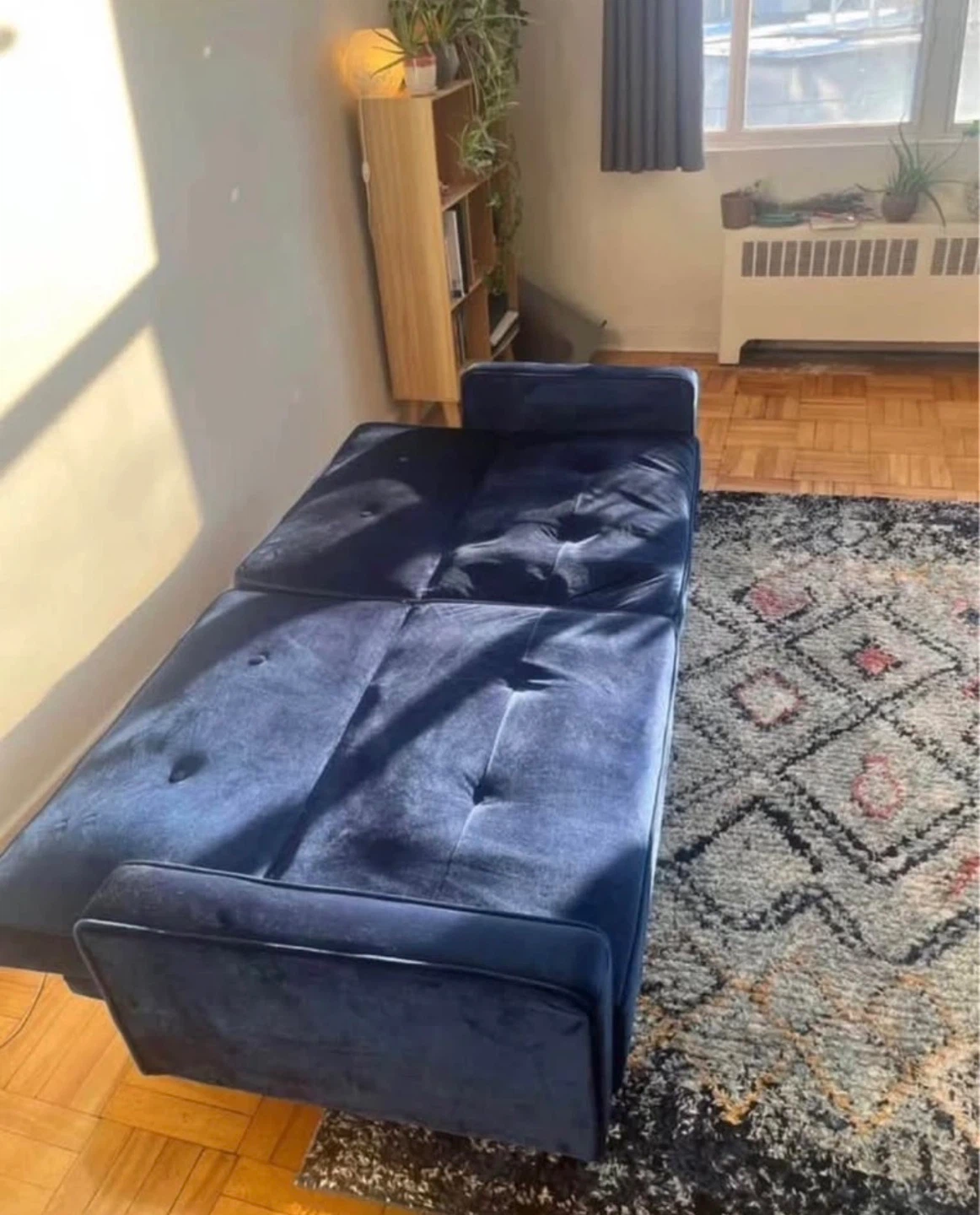 Blue Velvet Futon Sofa - photo 2