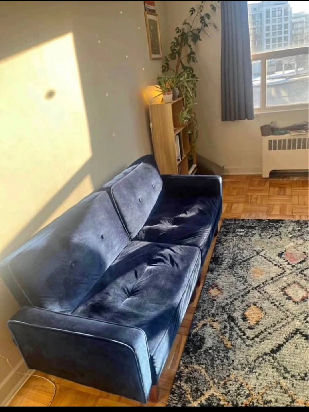 Blue Velvet Futon Sofa