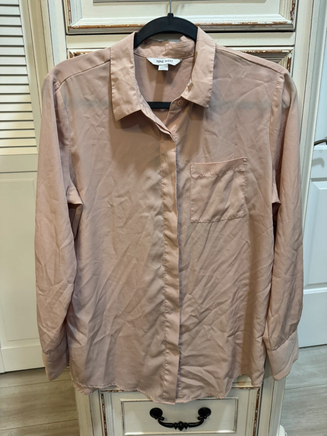 Nine West Women's Pink Button-Up Blouse