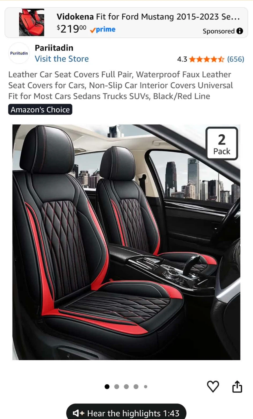 Vidokona Faux Leather Car Seat Covers Full Set - photo 2