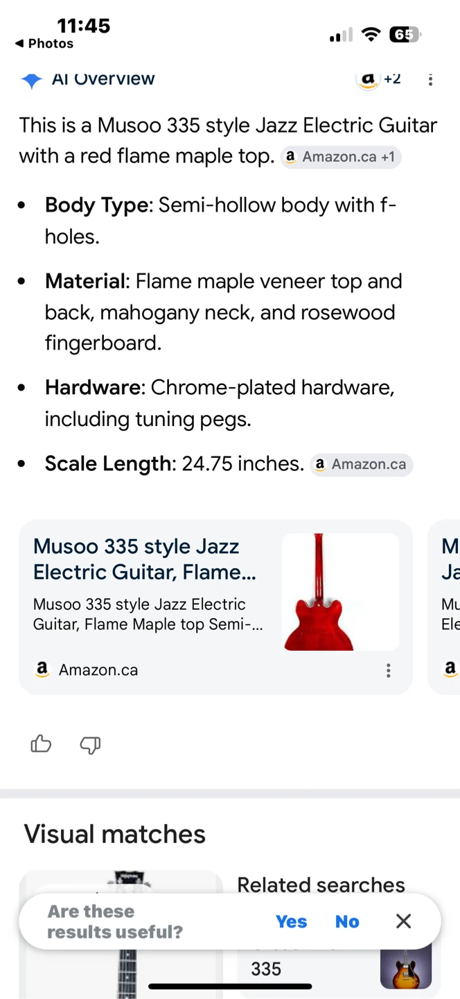 Musoo 335 Style Jazz Electric Guitar - Red Flame Maple Top - photo 4