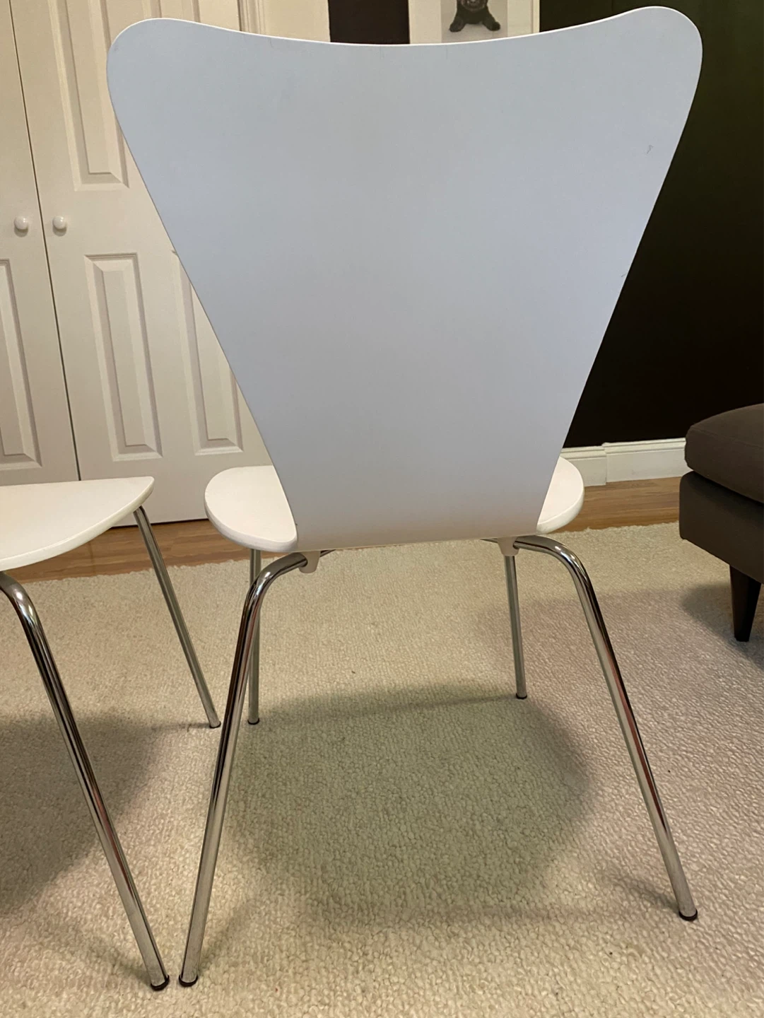White Dining Chairs with Chrome Legs - photo 2