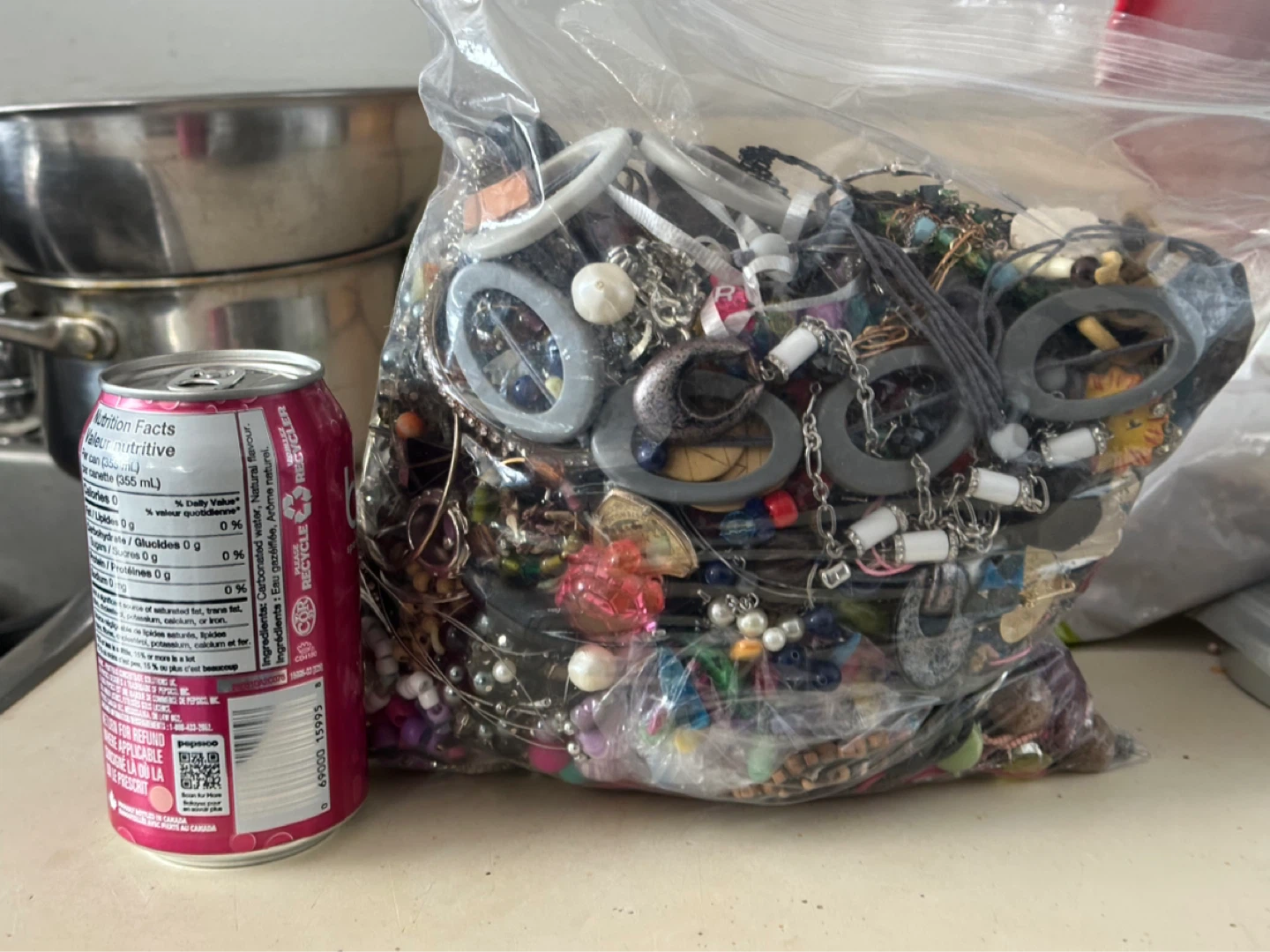 Large sack of crafting jewelry bits and beads