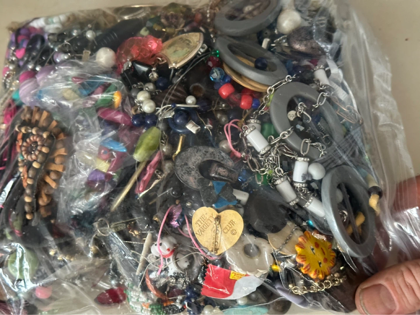Large sack of crafting jewelry bits and beads - photo 2