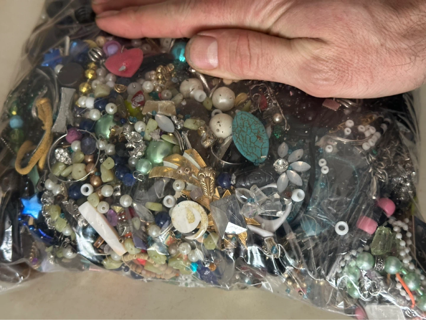 Large sack of crafting jewelry bits and beads - photo 5