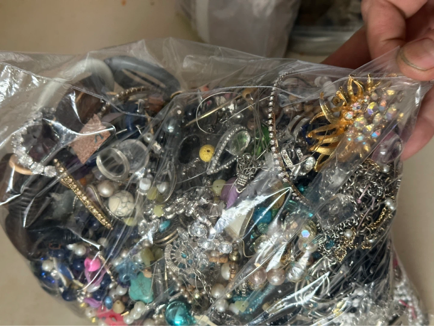 Large sack of crafting jewelry bits and beads - photo 3