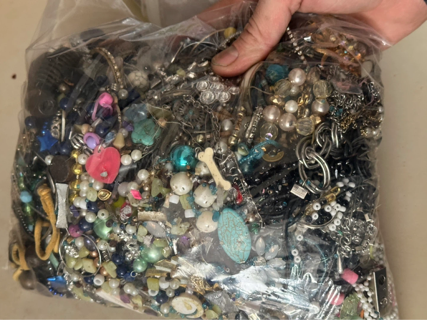 Large sack of crafting jewelry bits and beads - photo 4