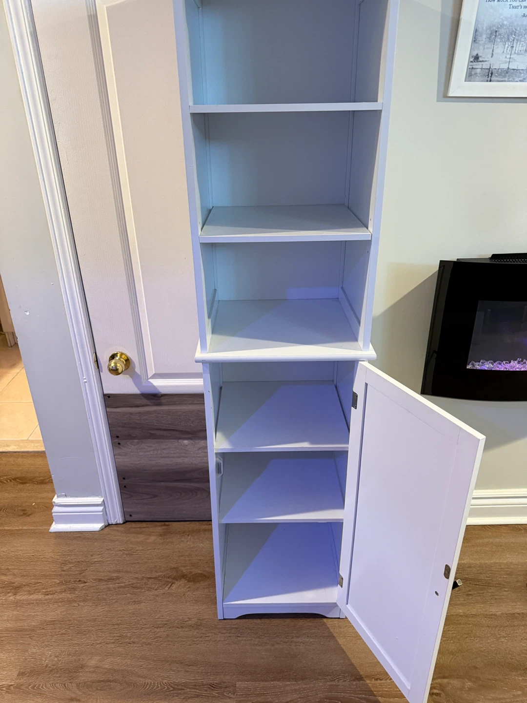 White Bathroom Storage Cabinet with Shelves and Doors - photo 3