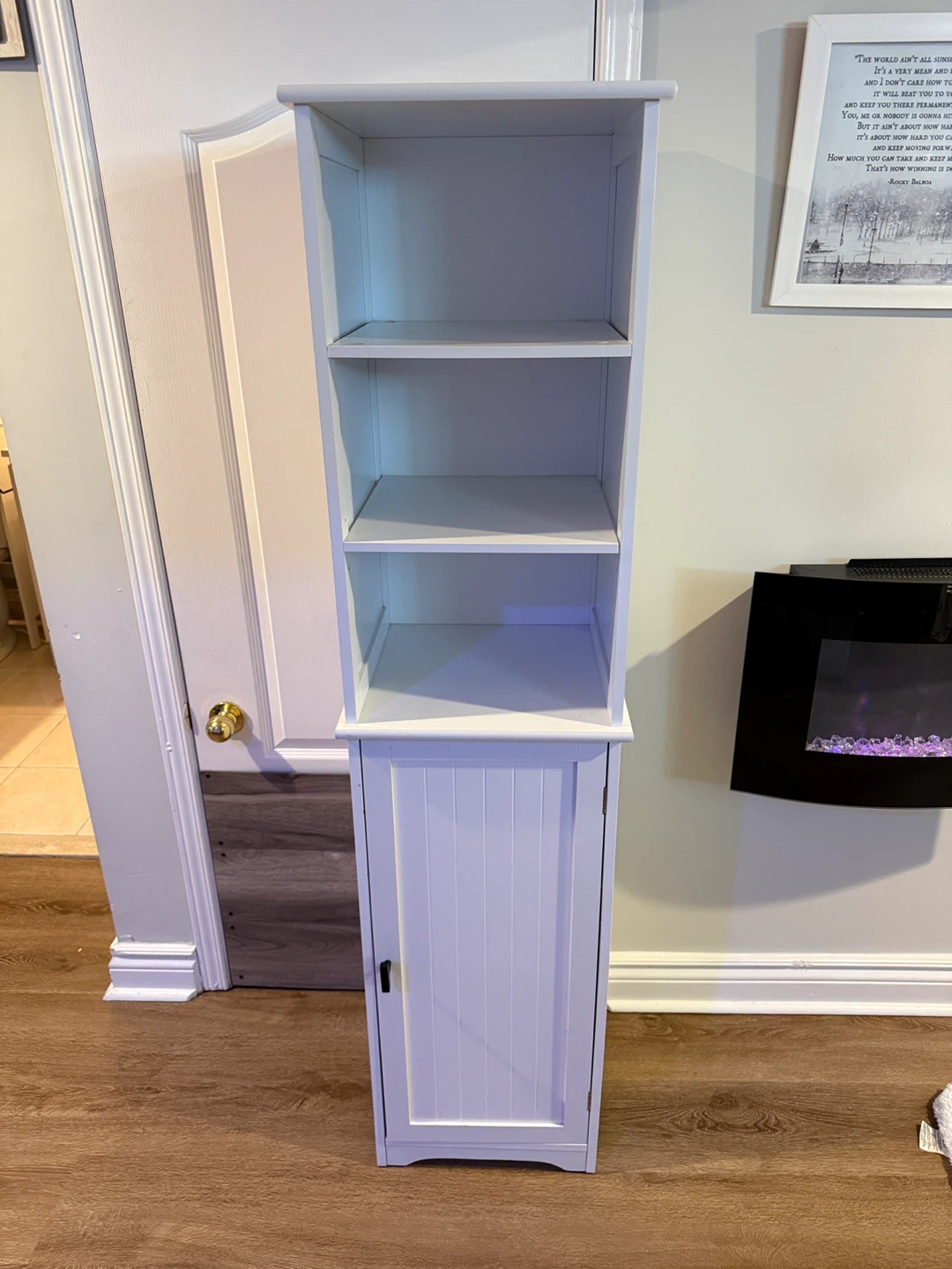 White Bathroom Storage Cabinet with Shelves and Doors - photo 5