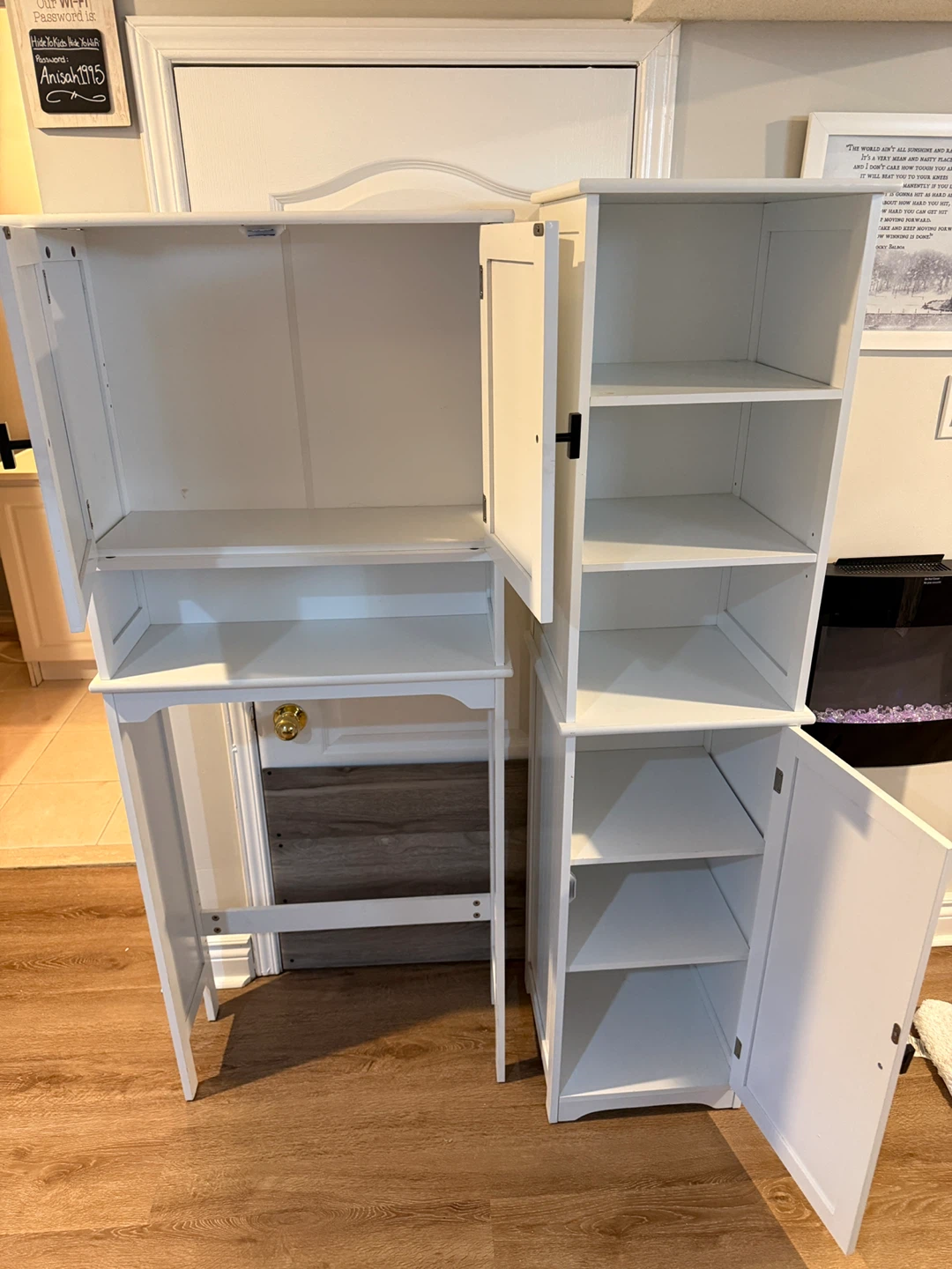 White Bathroom Storage Cabinet with Shelves and Doors - photo 2