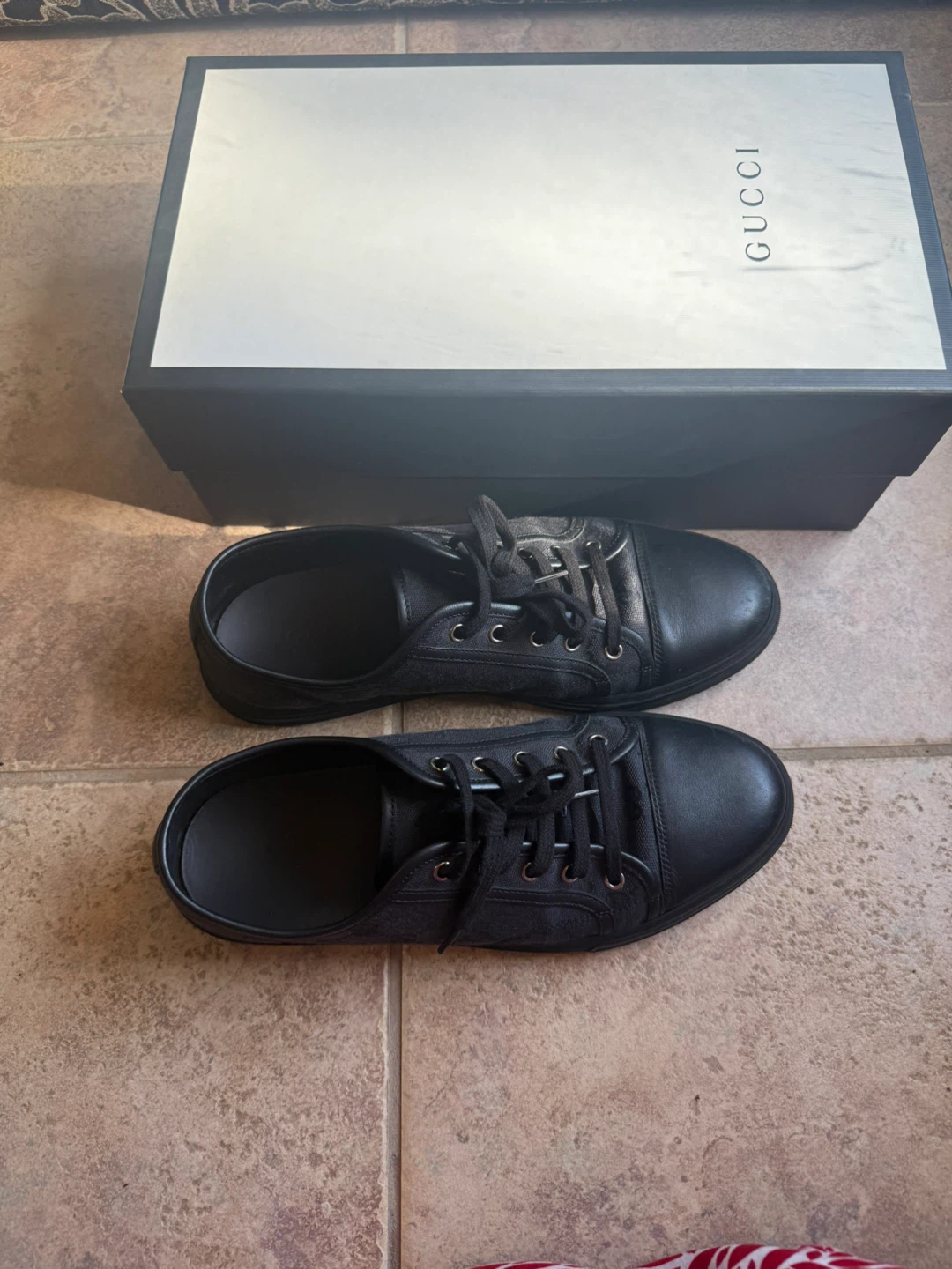 Gucci Black Canvas & Leather Sneakers Size 36.5