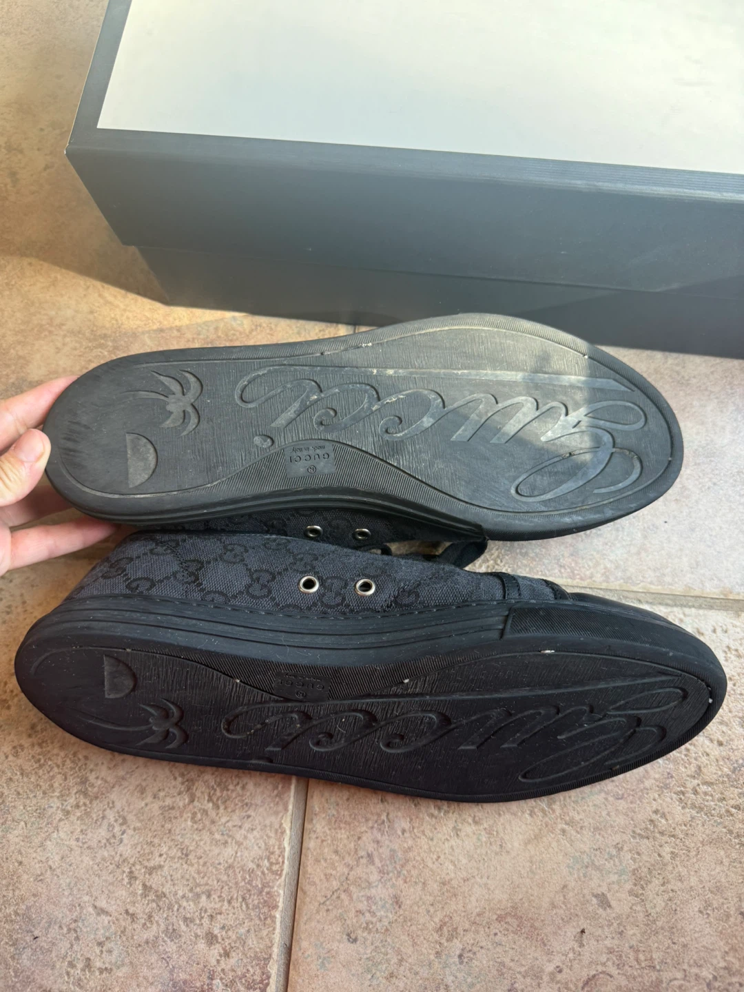 Gucci Black Canvas & Leather Sneakers Size 36.5 - photo 2