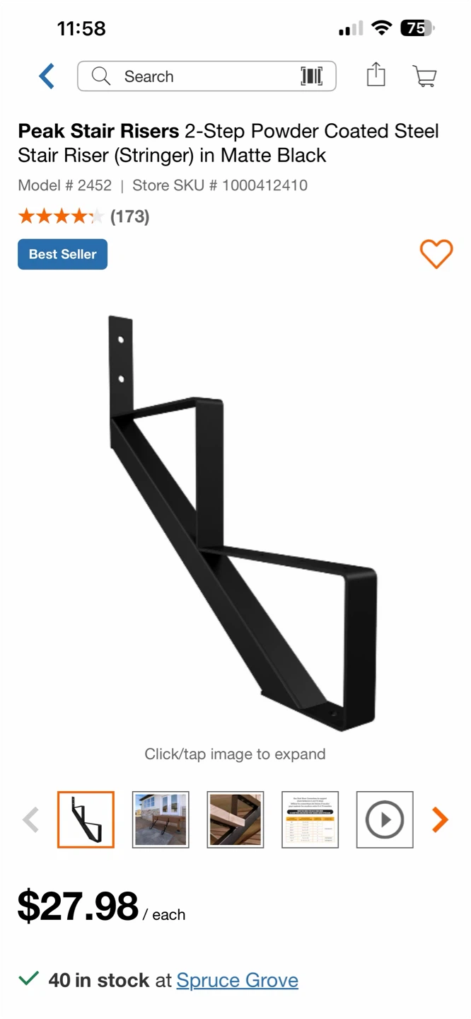 Peak Stair Risers 2-Step Stair Riser in Matte Black - photo 2