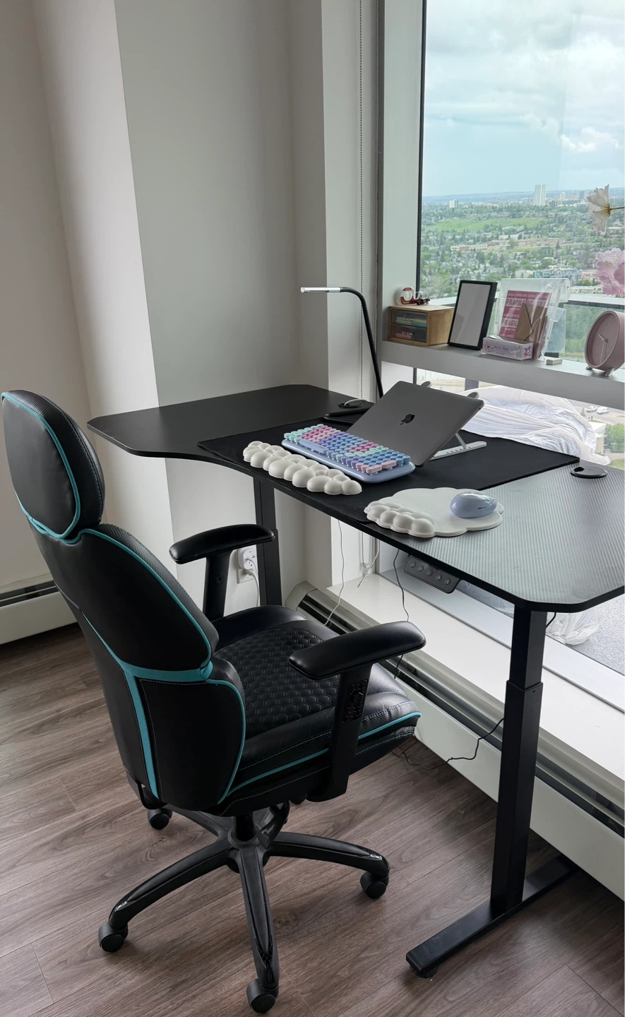 Electric Adjustable Standing Desk, Carbon Fiber Black