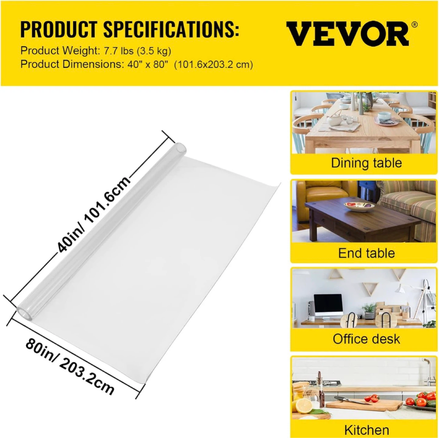 VEVOR Plastic Table Protector - 40" x 80". 1.5mm thick - photo 4