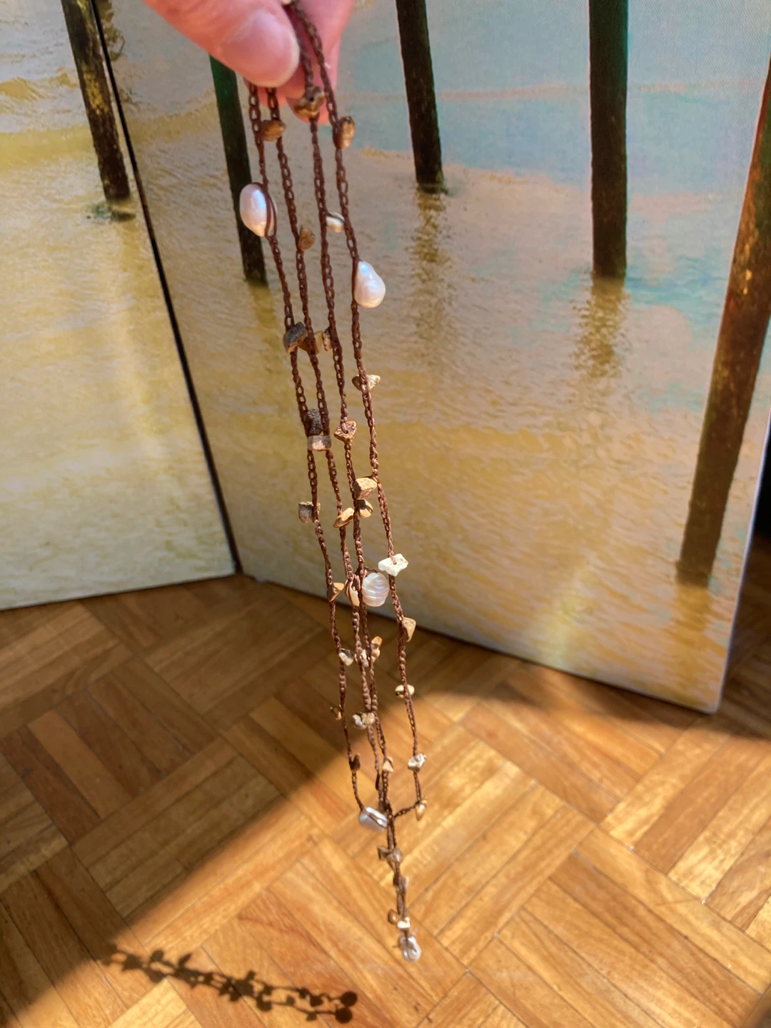 Pearl and shell beaded wraparound necklace - photo 2