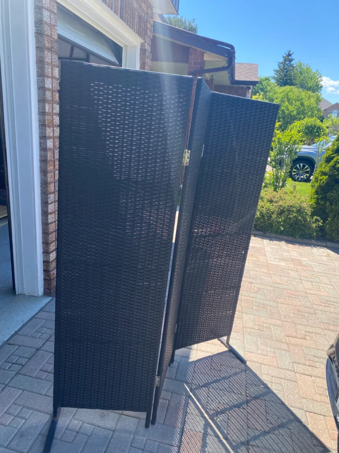 Brown 3-Panel Wicker Room Divider Screen - photo 2