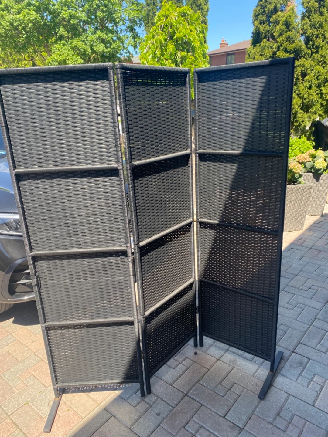 Brown 3-Panel Wicker Room Divider Screen - photo 3