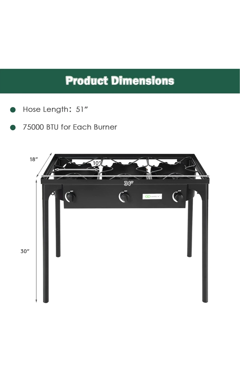Goplus 3-Burner Outdoor Propane Stove-Never Used - photo 2