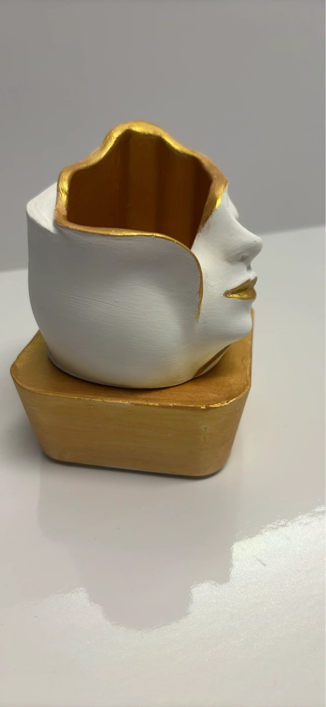 Handmade face sculpture planter or trinket box - photo 5
