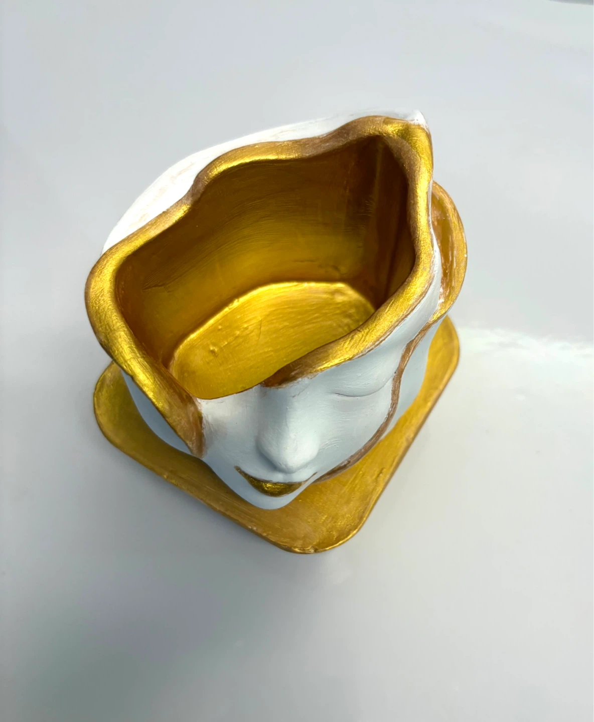 Handmade face sculpture planter or trinket box - photo 3