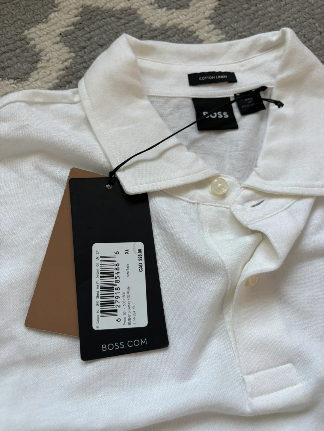 BNWT BOSS Cotton Linen Polo Shirt - XL - photo 2