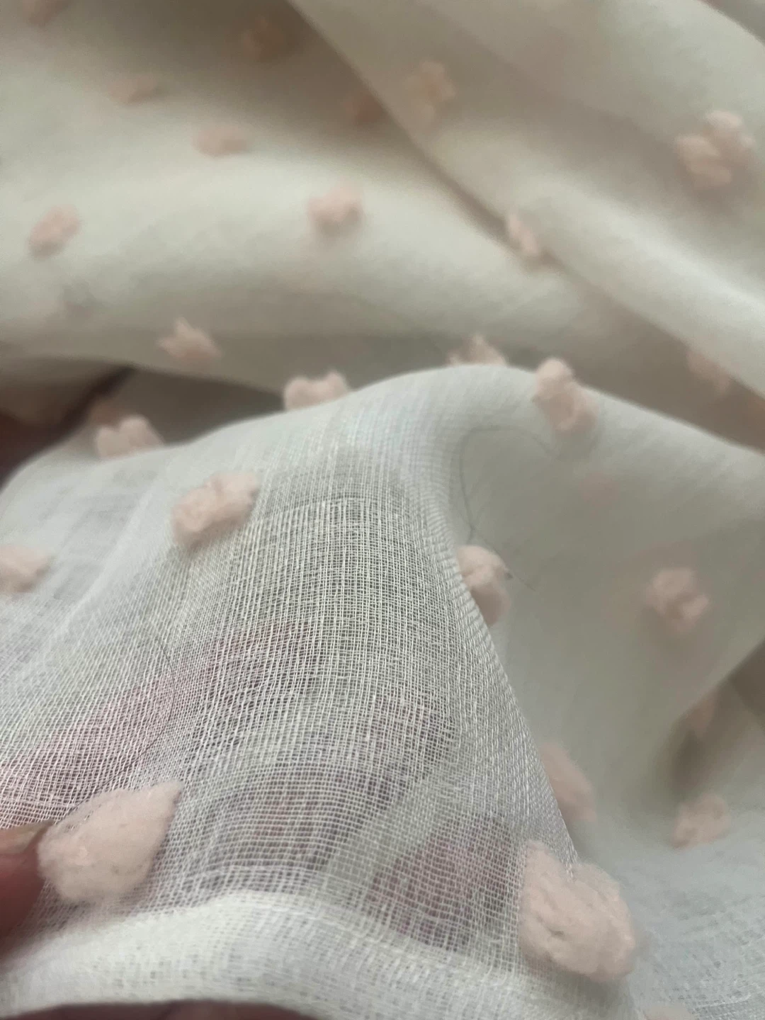 White Sheer Curtains with Pink Pom Poms - photo 3