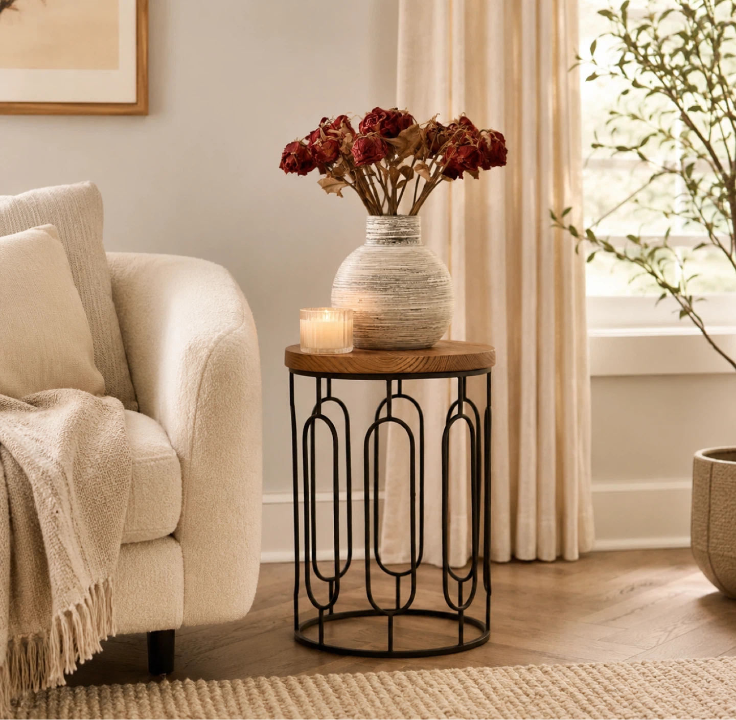 Side Table round with Metal Frame