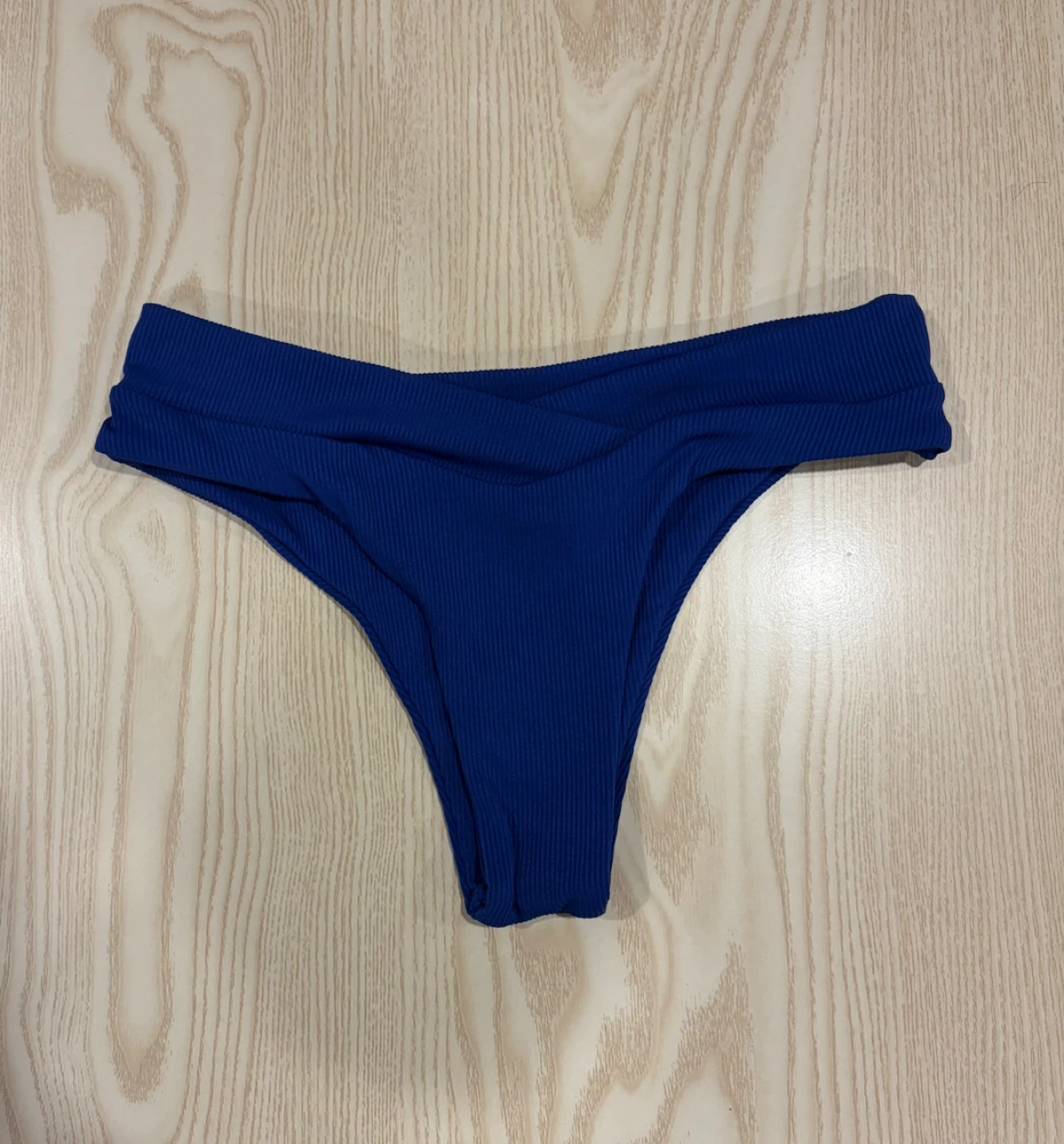 Blue Ribbed Bikini Bottoms
