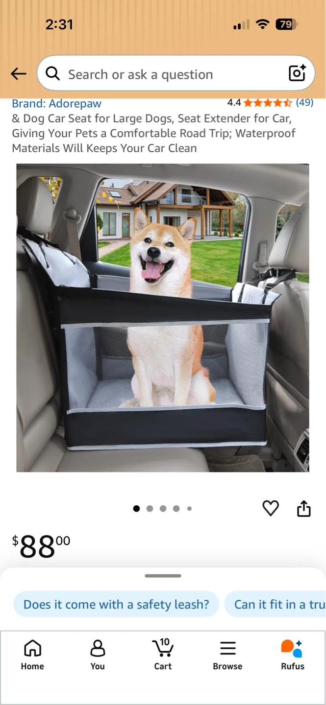 AdorePaw Dog Car Seat Extender