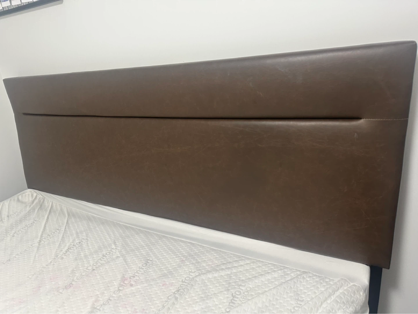 Brown Faux Leather Headboard king size Bed Frame