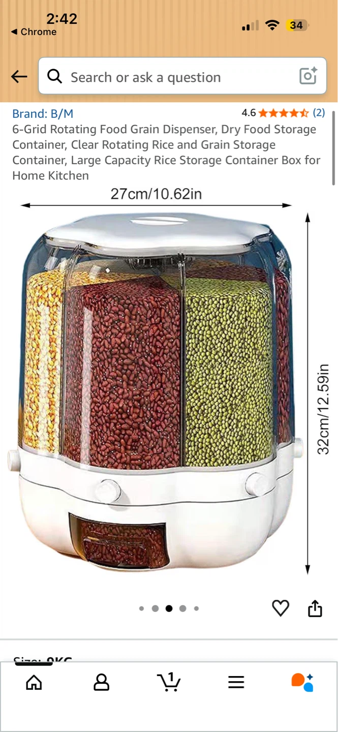 6-Grid Rotating Food Grain Dispenser - photo 3