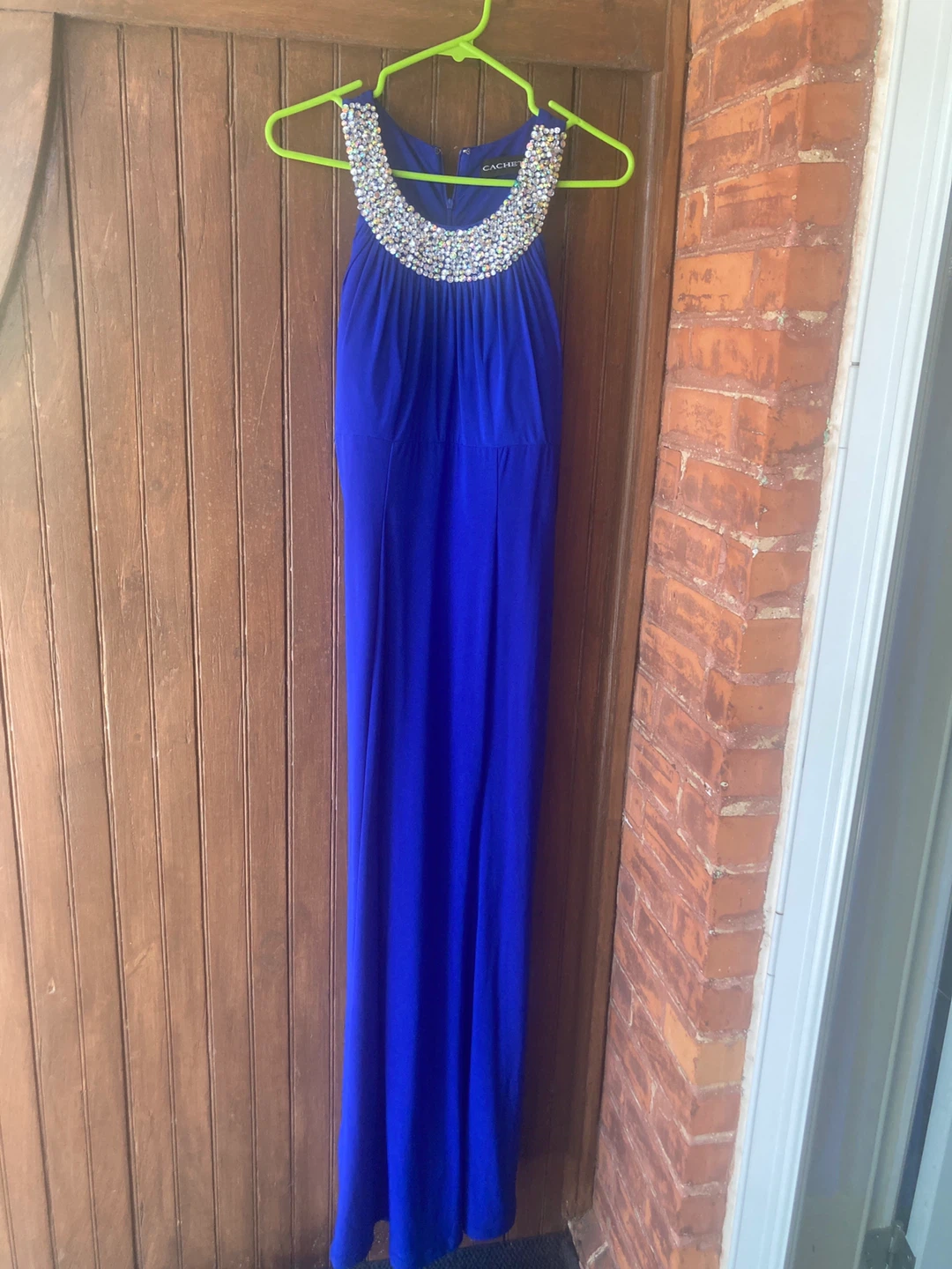 Cachet Royal Blue Embellished Neckline Formal Gown