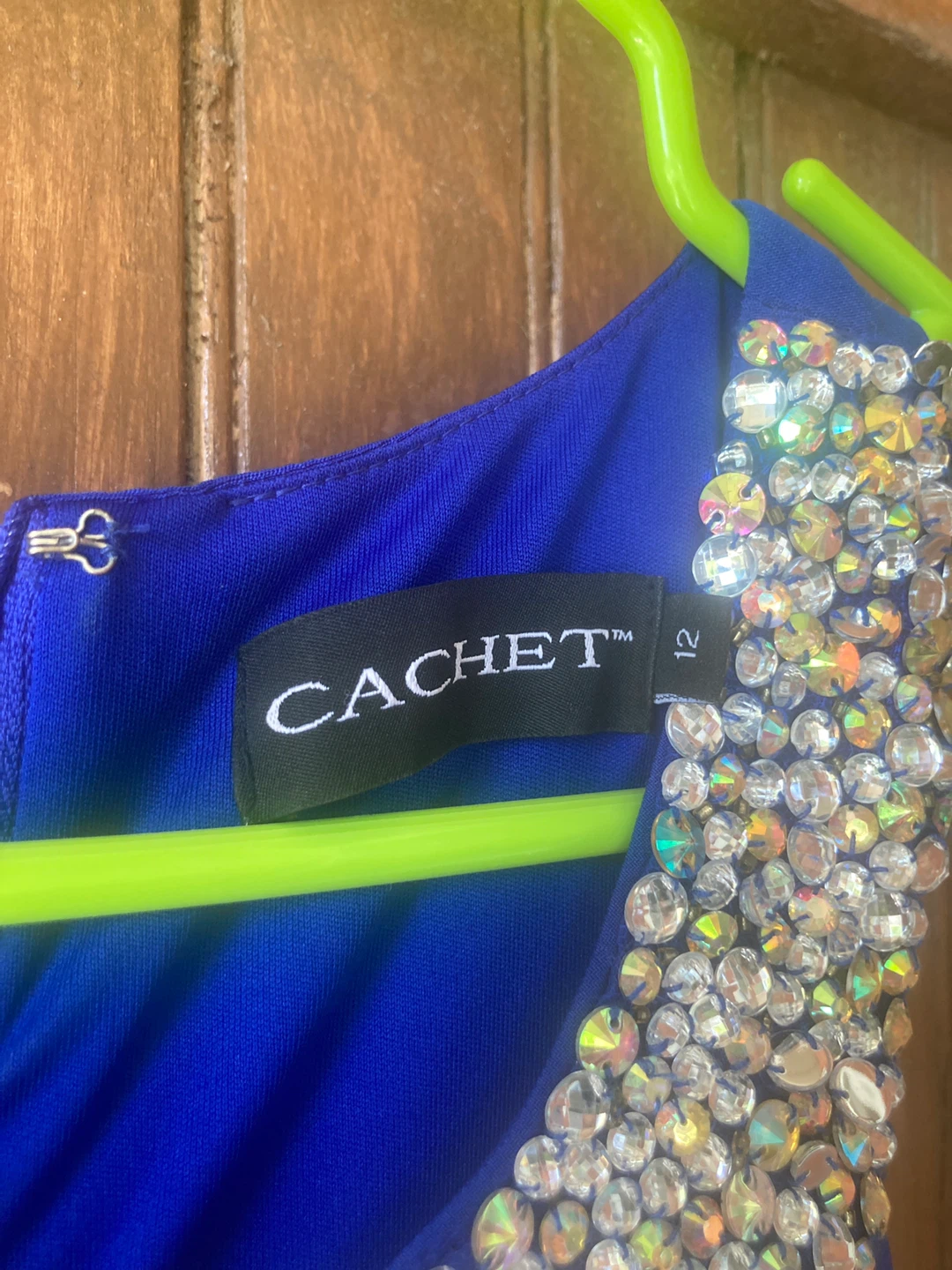Cachet Royal Blue Embellished Neckline Formal Gown - photo 2